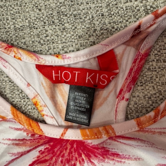 Hot Kiss Tropical Pink Floral Sports Tank Top Athletic Sports Bra Sz Large - Picture 6 of 10